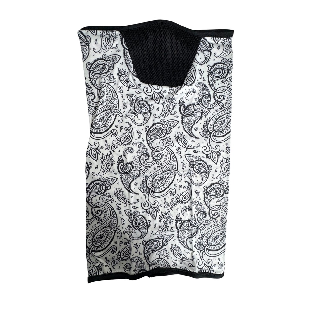 Unisex Black White Paisley Neck Gaiter Face Mask Mesh Breathing Panel Bandana